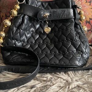 Moschino Black Quilted Heart Mini Bag — Designer Leather Crossbody